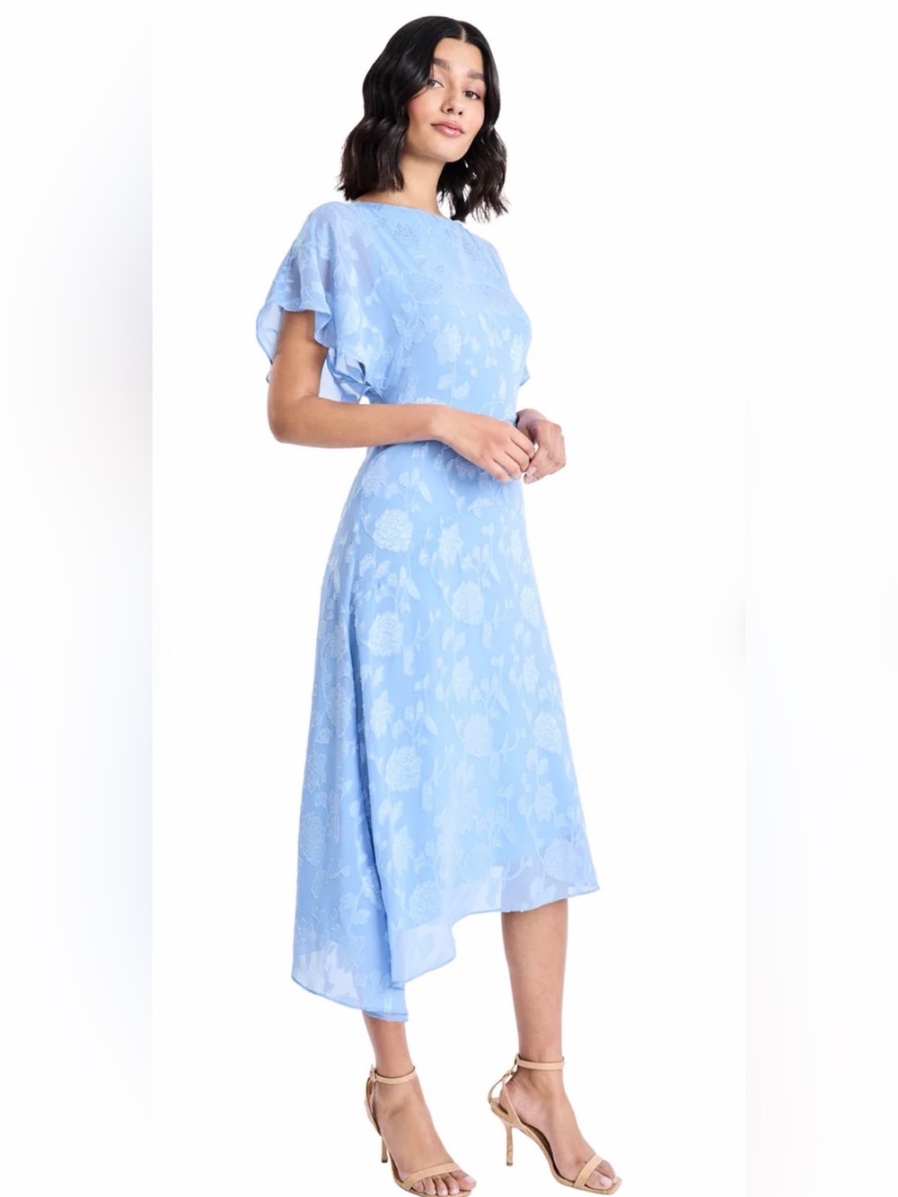 Maggy London Light Blue Floral Midi Dress